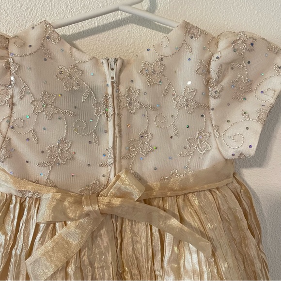 Vintage Rare Editions Champagne Gold Bling Rosette Formal Dress-12 months - Picture 8 of 10